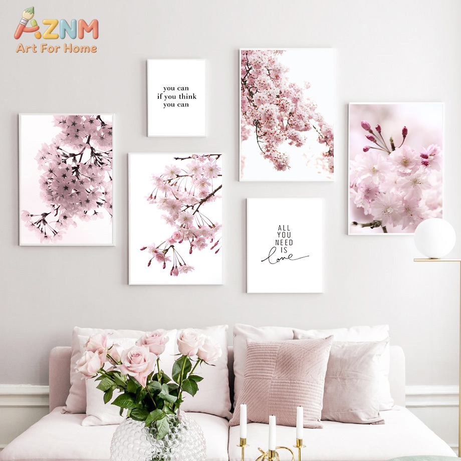 Photography Quotes - Seni Dinding Kanvas Bunga Sakura Merah