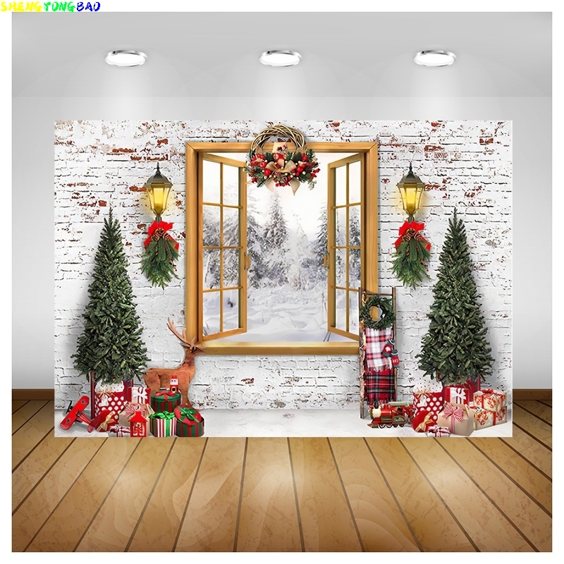 Photography Backdrop Muslin - Vinil kustom pohon Natal karangan bunga