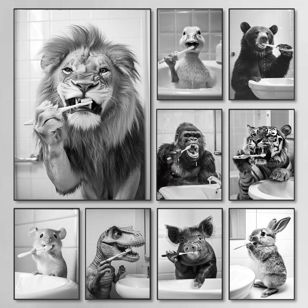 Photography Types - Poster Sikat Gigi Lucu Hitam Putih