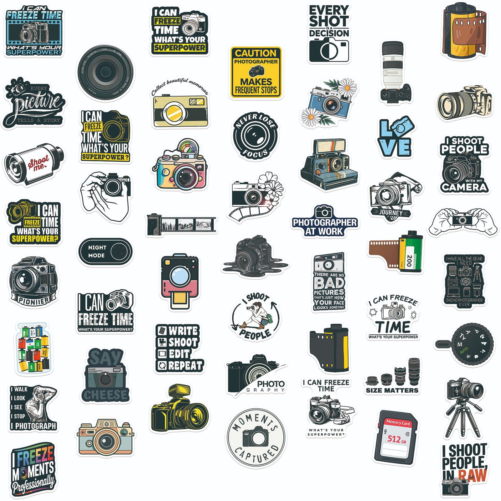 50 Pcs Stiker Grafiti Kamera V - Photography Journal ulasan dan harga