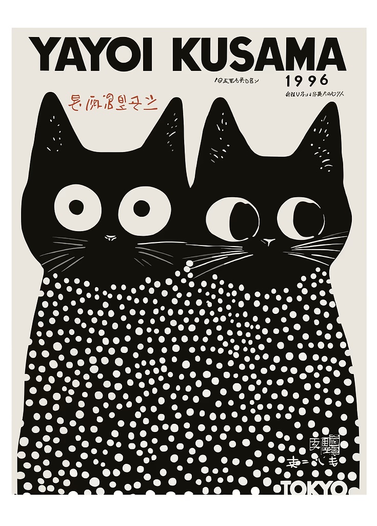 Yayoi Kusama Seri Kucing Hitam - Photography Pose ulasan dan harga