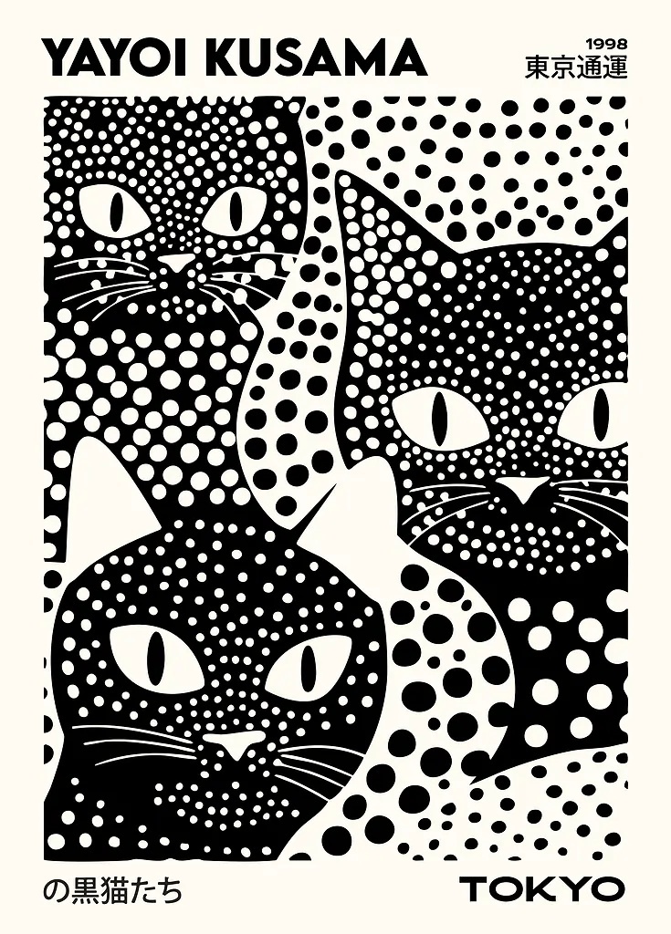Yayoi Kusama Seri Kucing Hitam - Photography Pose ulasan dan harga